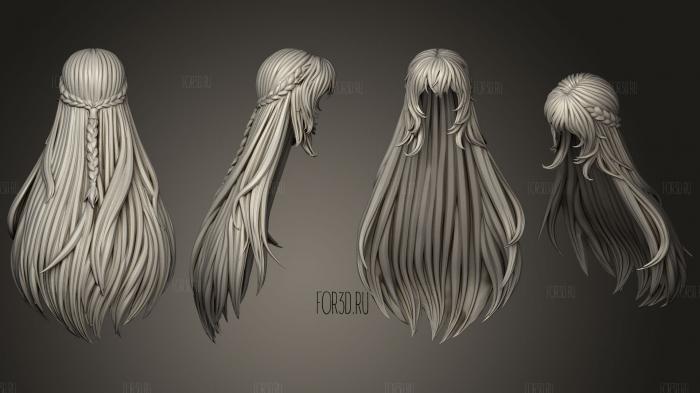Stylized Hair 1236 stl model for CNC